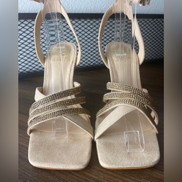 Vince Camuto - Brevern Rhinestone - Tan Trim Strappy Sandals - Size 7 - Picture 5 of 16